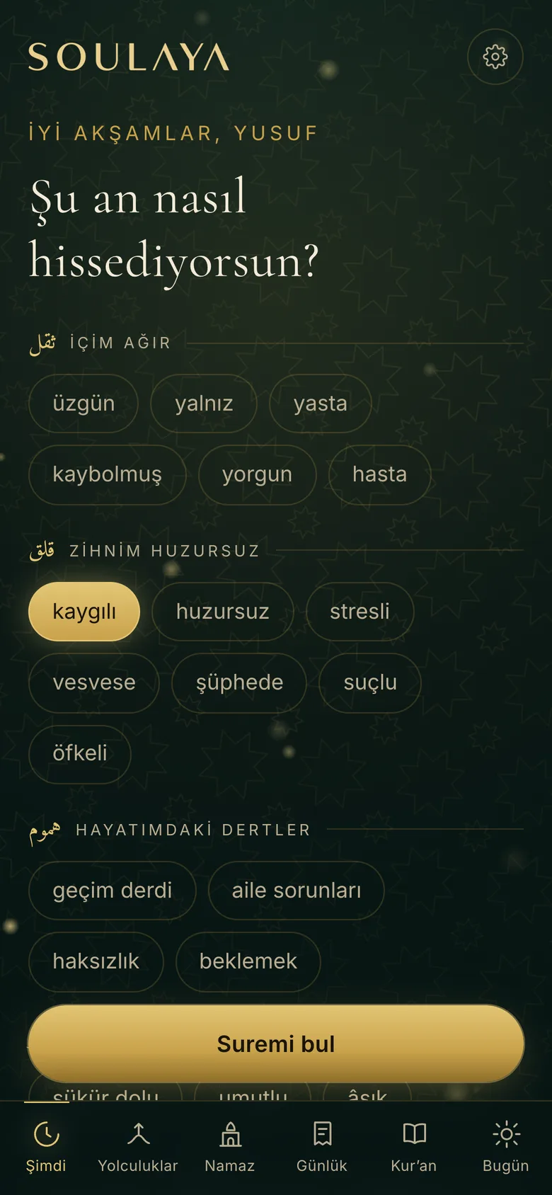 SoulAya uygulamasından bir ekran